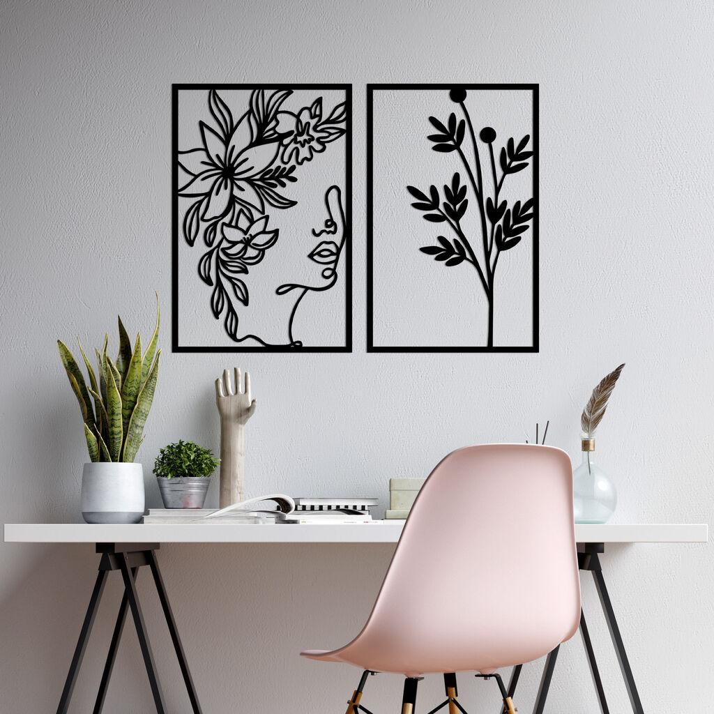 Wallity декорација за dzид Цветно лице - 510, 47 x 70 см, црна