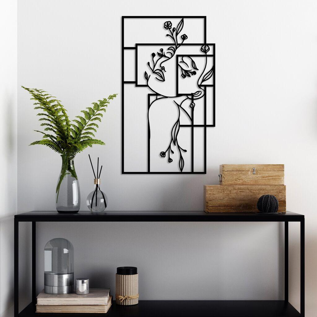 Wallity декорација за dzид Цвет Жена 1 - M, 50 x 30 см, црна