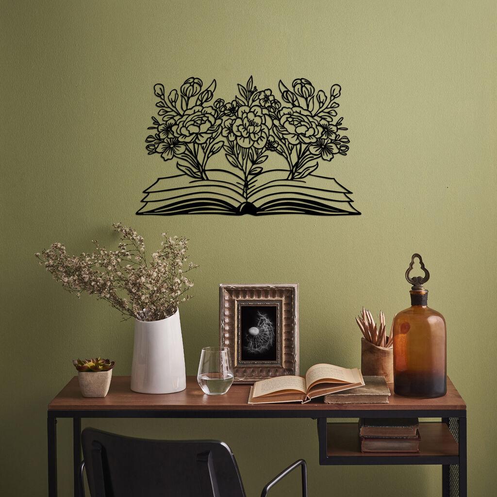 Wallity Dzидна декорација Книга со цвеќиња - 497, 43 x 70 см, црна