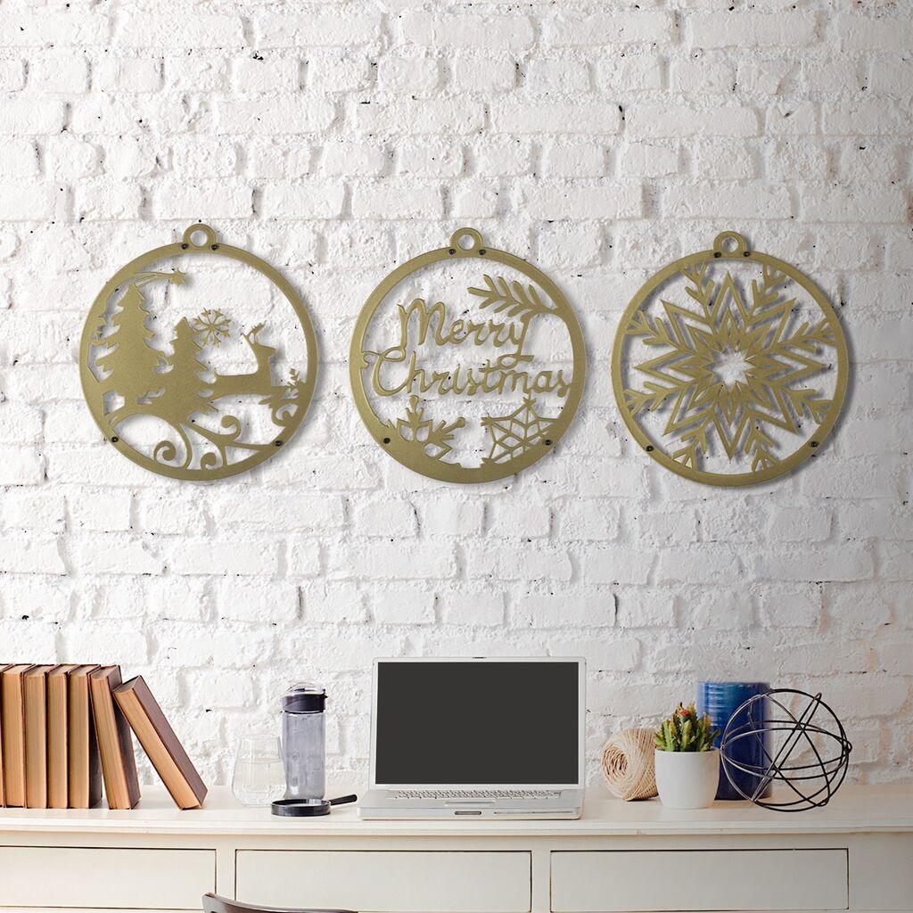 Wallity dzидна декорација Среќен Божиќ, 23 x 25 см, златни бои