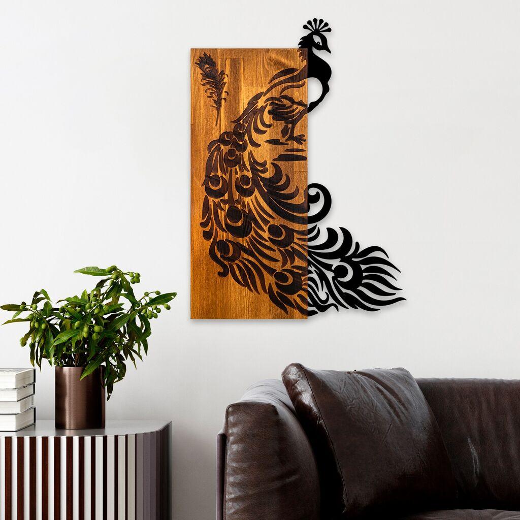 Wallity декорација за dzид Паун, 47 x 65 x 3 см, кафеава