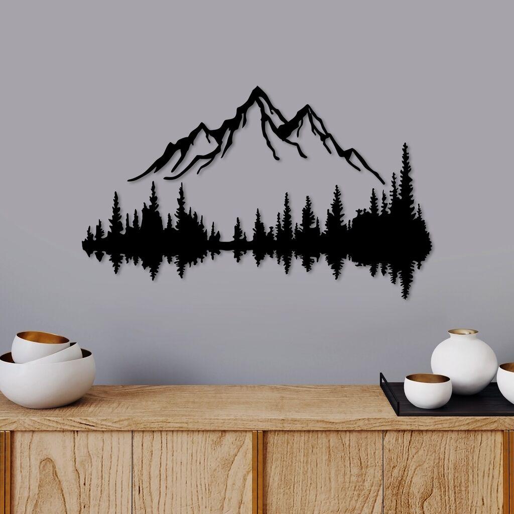 Wallity декорација за dzид Природа и планина - 7, 70 x 43 см, црна