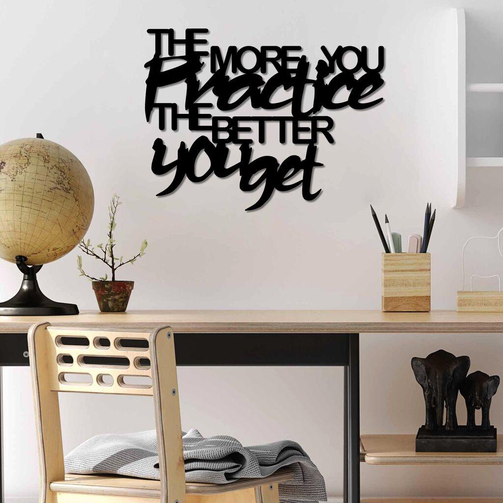 Wallity декорација за dzид Practice Better, 50 x 38 см, црна