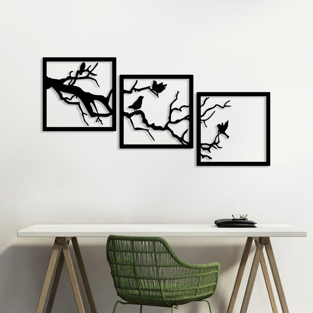 Wallity декорација за dzид Bough Trio B, 45x45 см, црна