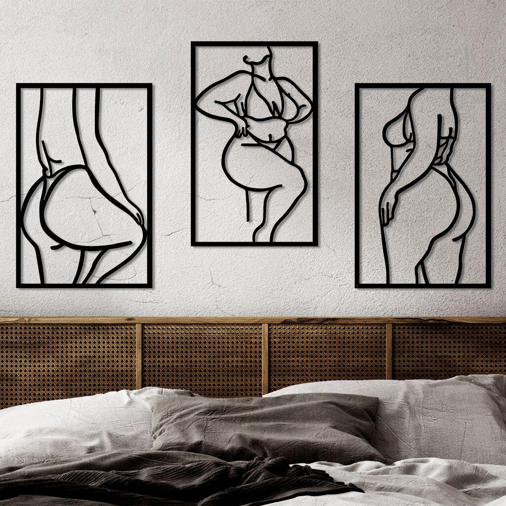 Wallity декорација за dzид Body Positive Line, 47 x 70 см, црна