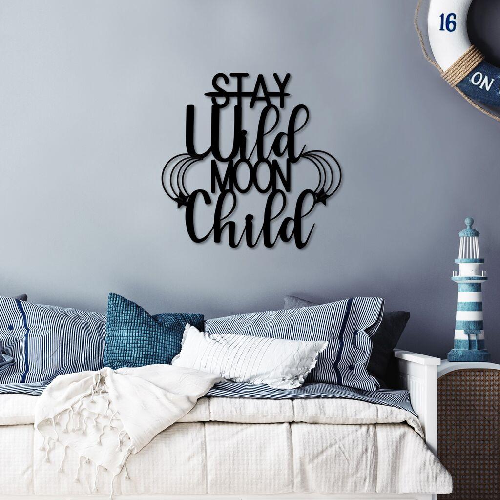 Wallity декорација за dzид Stay Child, 50 x 48 см, црна