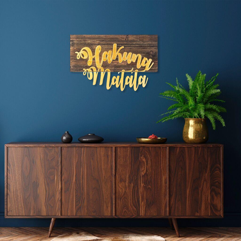Wallity dzидна декорација Hakuna Matata метална декорација, 38 x 58 см, кафеава