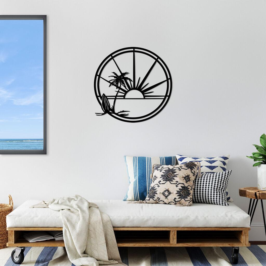 Wallity декорација за dzид Морски песок Сонце Сурфање - 466, 69 x 67 см, црна