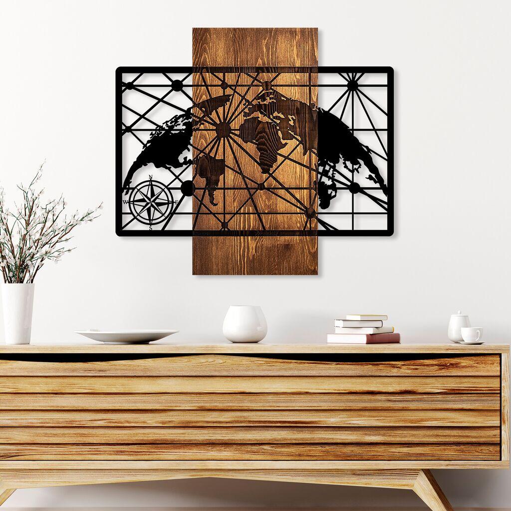 Wallity dzидна декорација Светска мапа 5-M, 57 x 64 см, кафеава