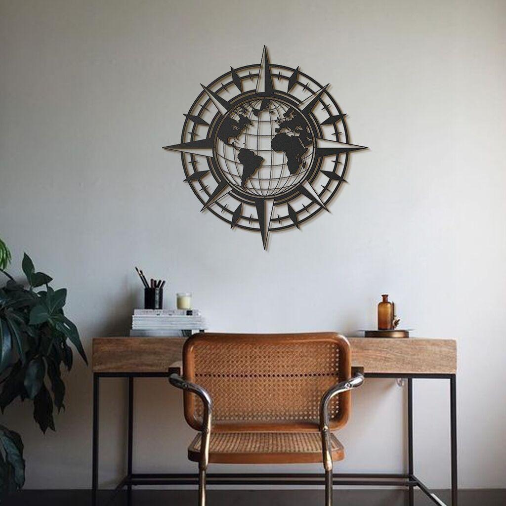 Wallity dzидна декорација Мапа на светот - APT425LS, 70x70 см, црна