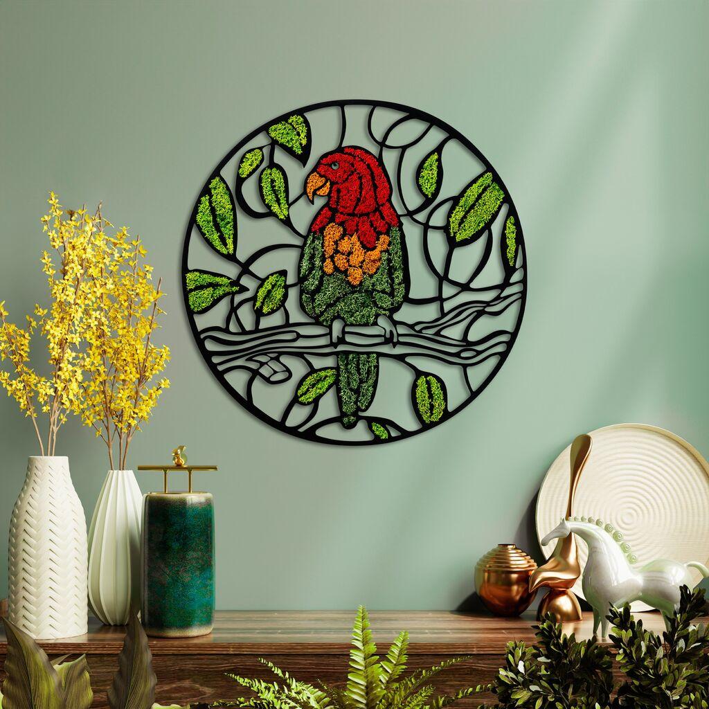 Wallity декорација за dzид Мов - папагал, 46 x 46 см, светло зелена