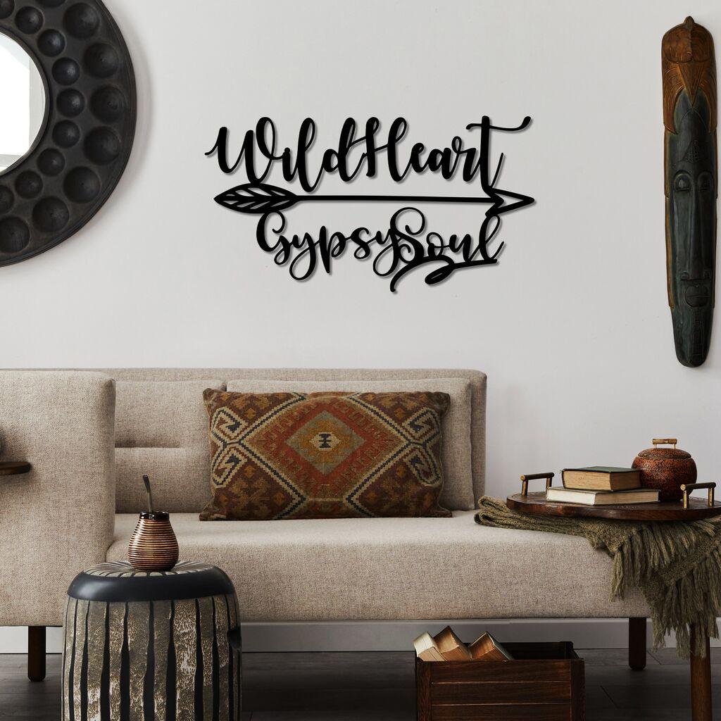 Wallity dzидна декорација „Диво срце циганска душа", 60 x 32 см, црна