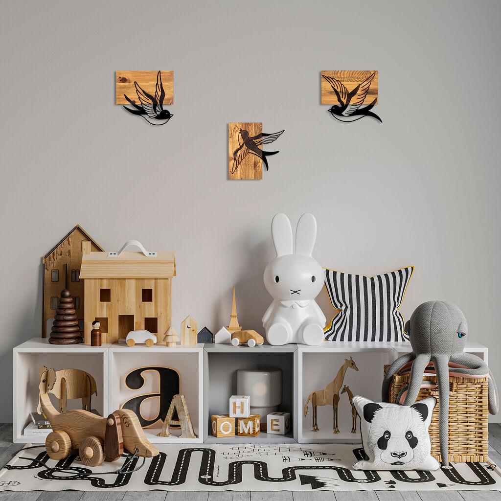 Wallity декорација за dzид Free Birds - 333, 25 x 3 x 23 см, црна