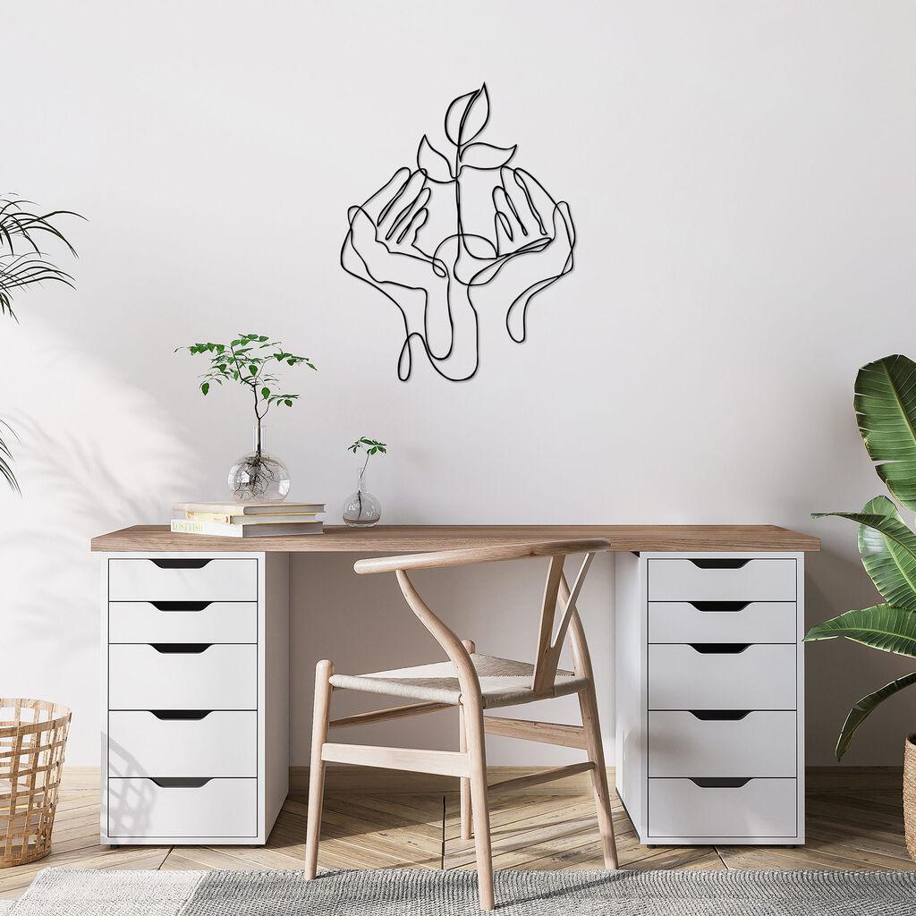 Wallity декорација за dzид Sprout Greening во мојата дланка, 53 x 68 см, црна