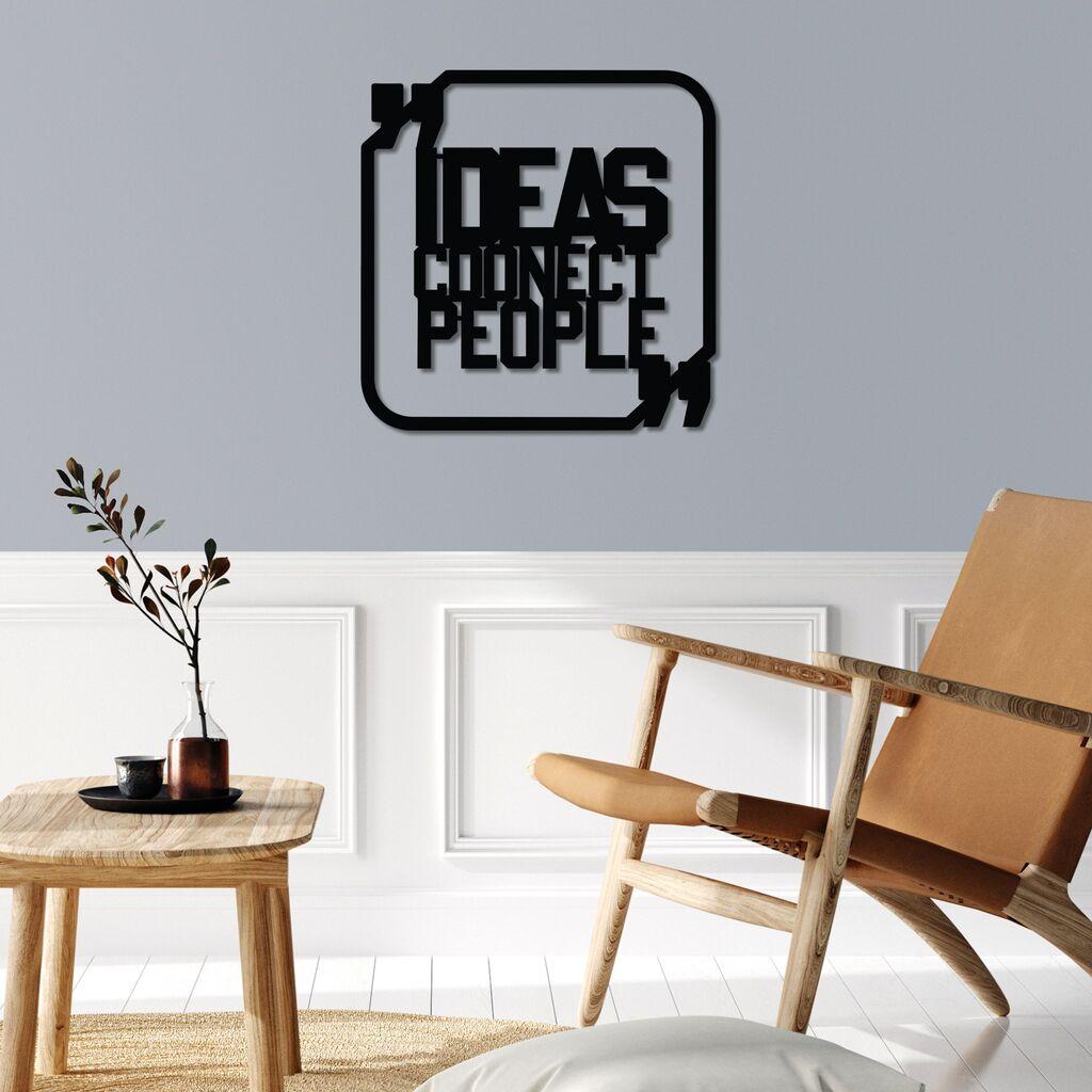 Wallity Идеи за декорација на dzид „Поврзете ги луѓето", 50 x 50 см, црна