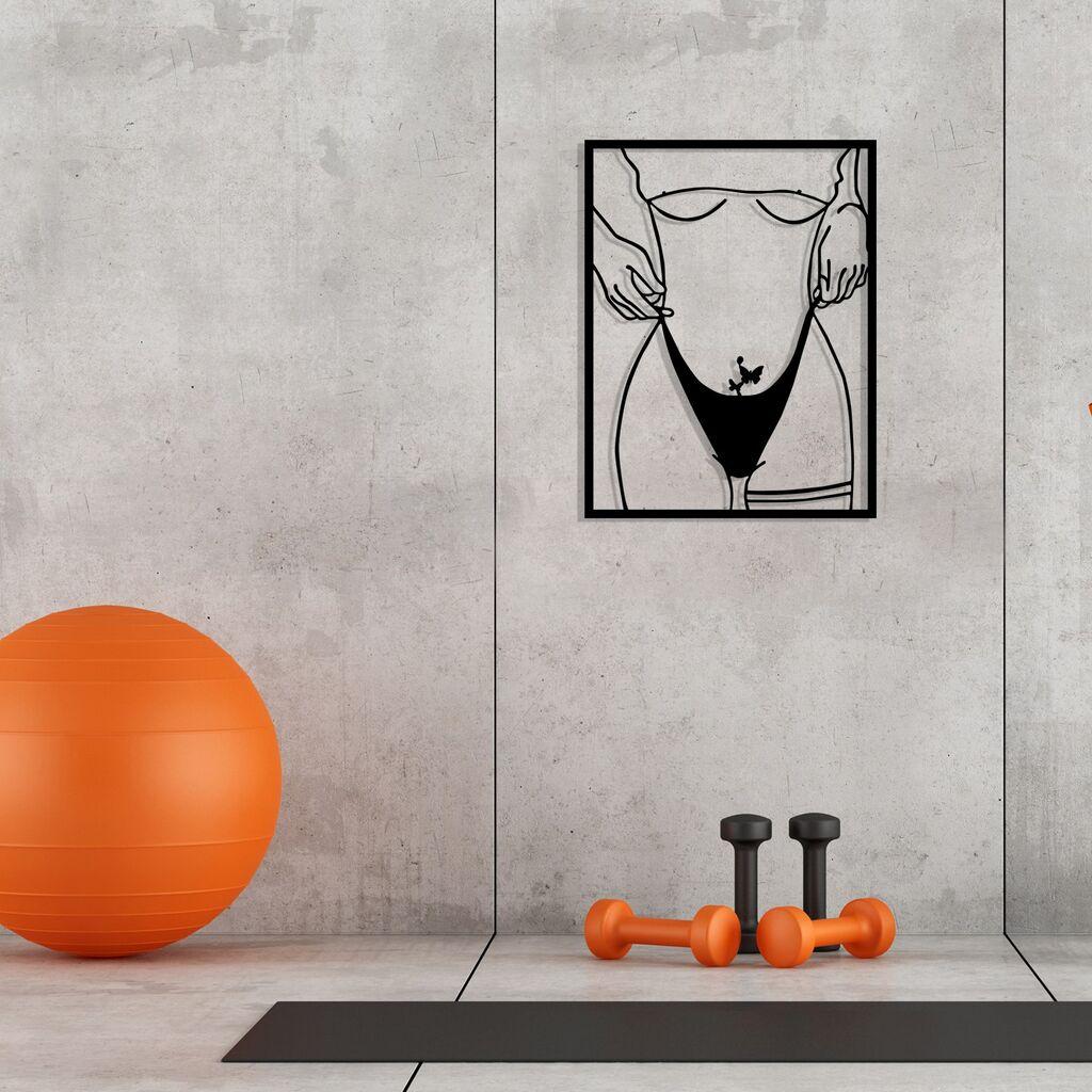 Wallity Dzидна Декорација Girl With Butterfly Tattoo, 40 x 52 cm, Црна