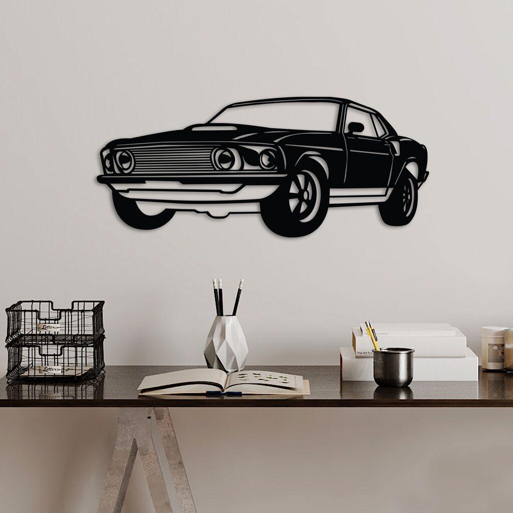 Wallity декорација за dzид FORD Mustang 1969 Fastback, 60 x 26 cm, црна