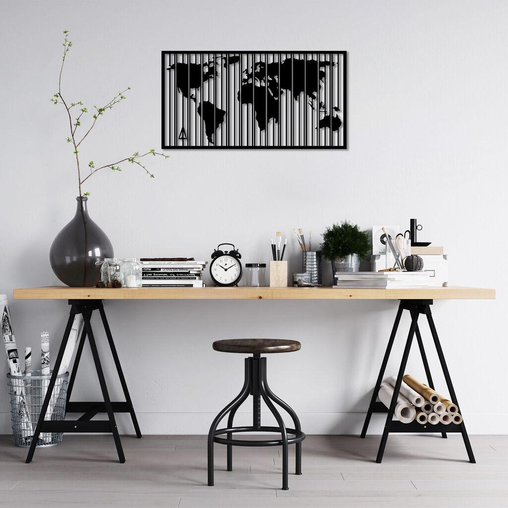 Wallity декорација за dzид Светска мапа - 283 M, 47 x 90 cm, црна