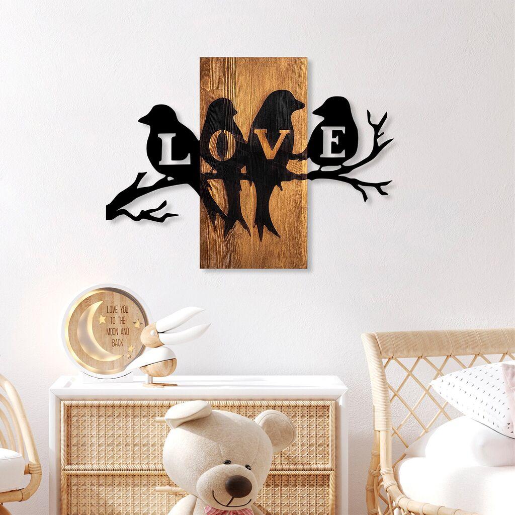 Wallity декорација за dzид „Љубовни птици", 57 x 75 см, кафеава
