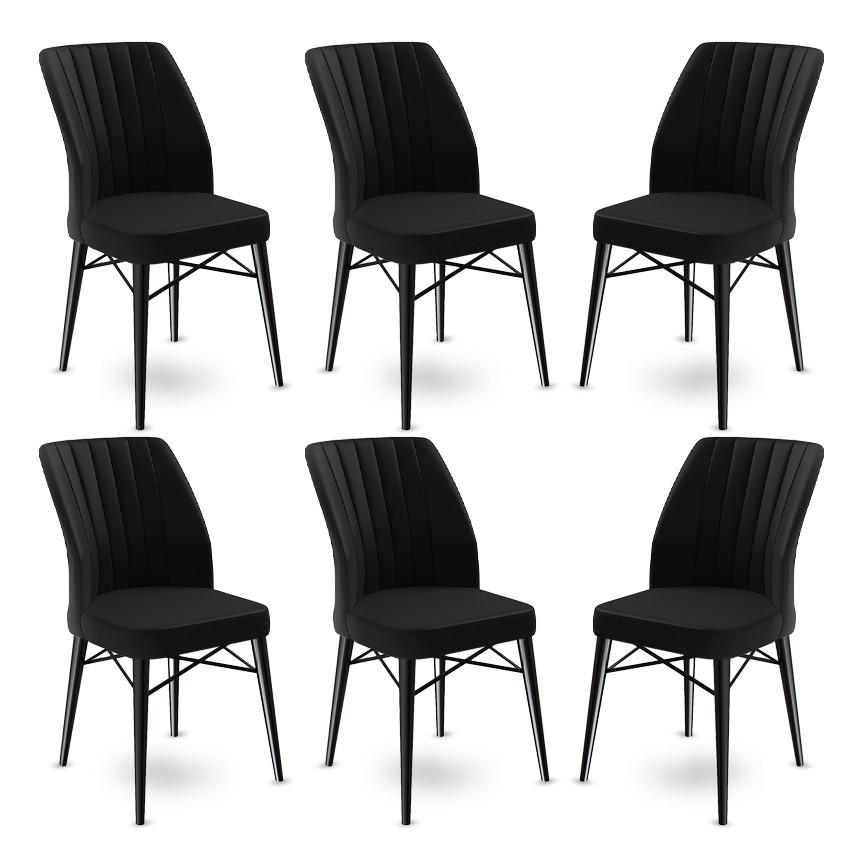 Комплет од 6 трпезариски столчиња Hanah Home, флексибилни црни