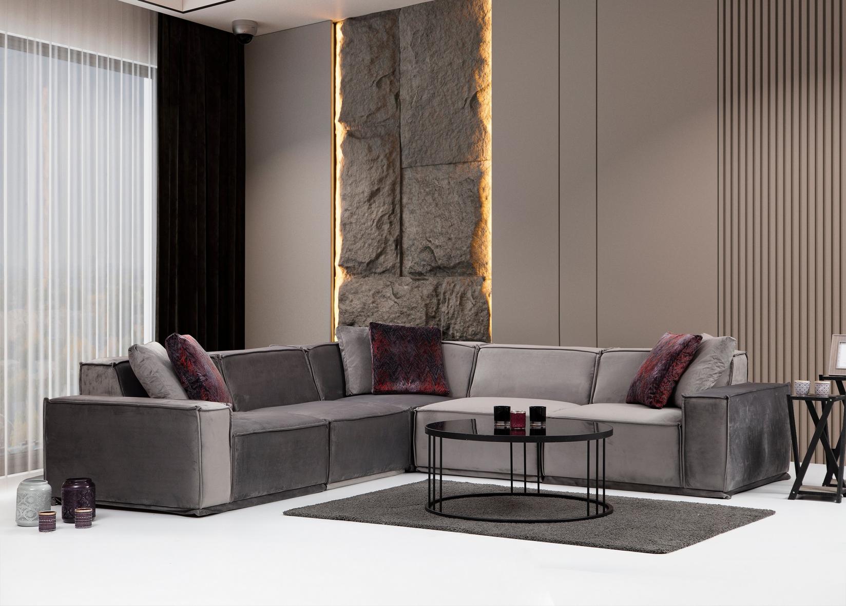 Аголен сет софа Atelier del Lego 100x76x300cm сива