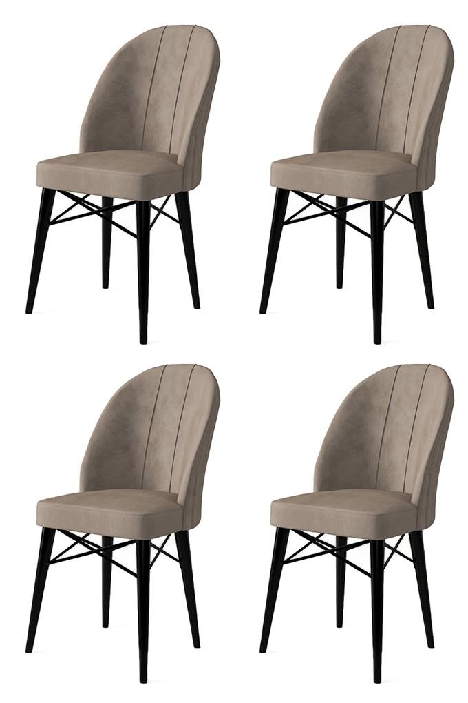 Комплет од 4 трпезариски столчиња Hanah Home Rhythm Cappuccino - црна