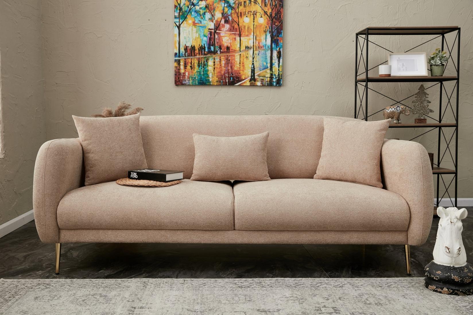 Софа Atelier del Sofa Simena 210x80x95cm Беж-Златна