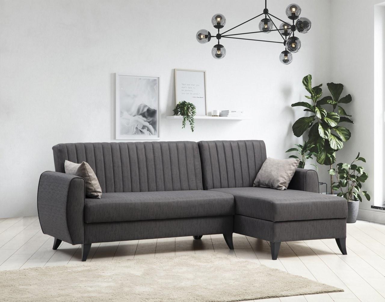 Аголна гарнитура Atelier del Sofa Alkon 223x86x130cm темно сива