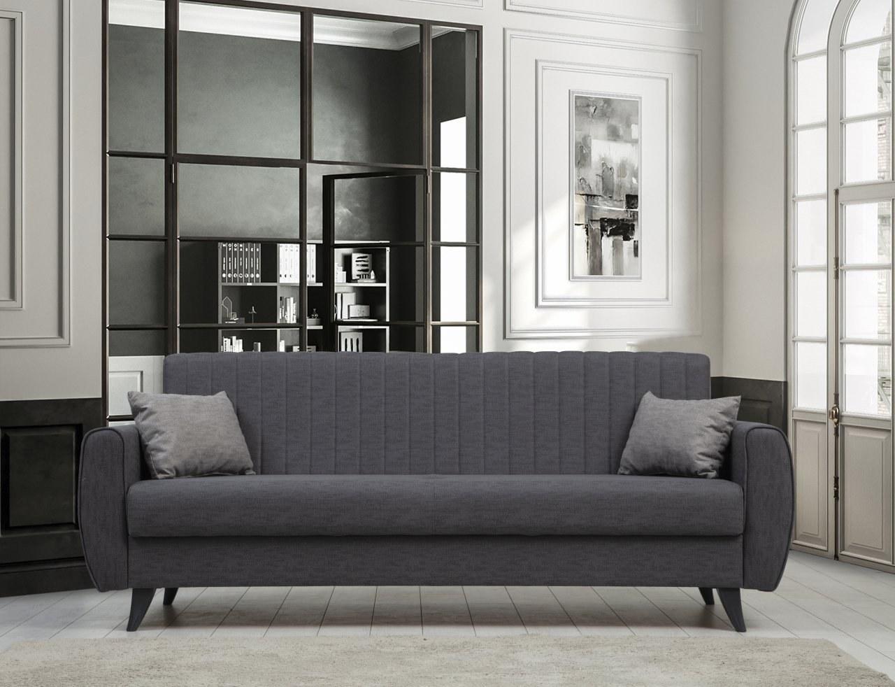 Atelier del Sofa Расклоплива гарнитура Alkon 214x86x77cm темно сива