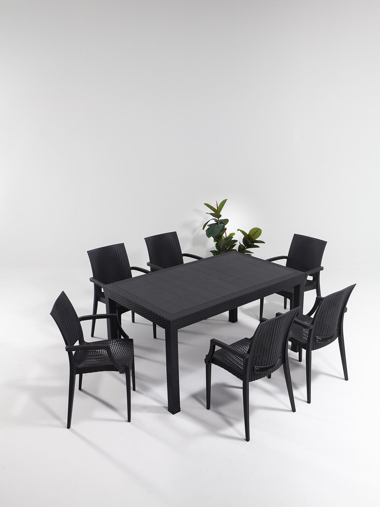 Hanah Home Garden сет маса и 6 столчиња антрацит