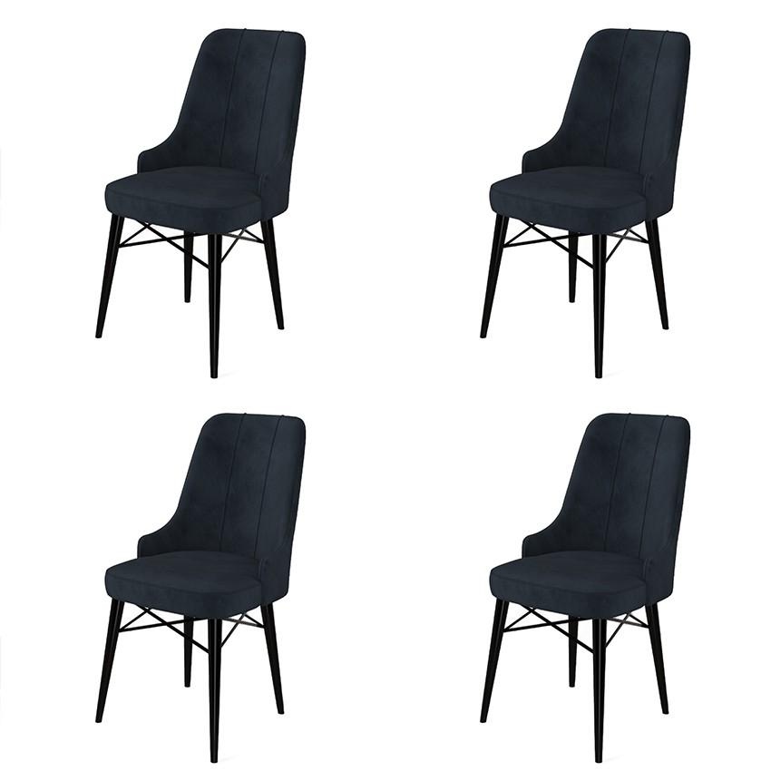 Комплет од 4 трпезариски столчиња „Паре" од „Хана Хоум", црни