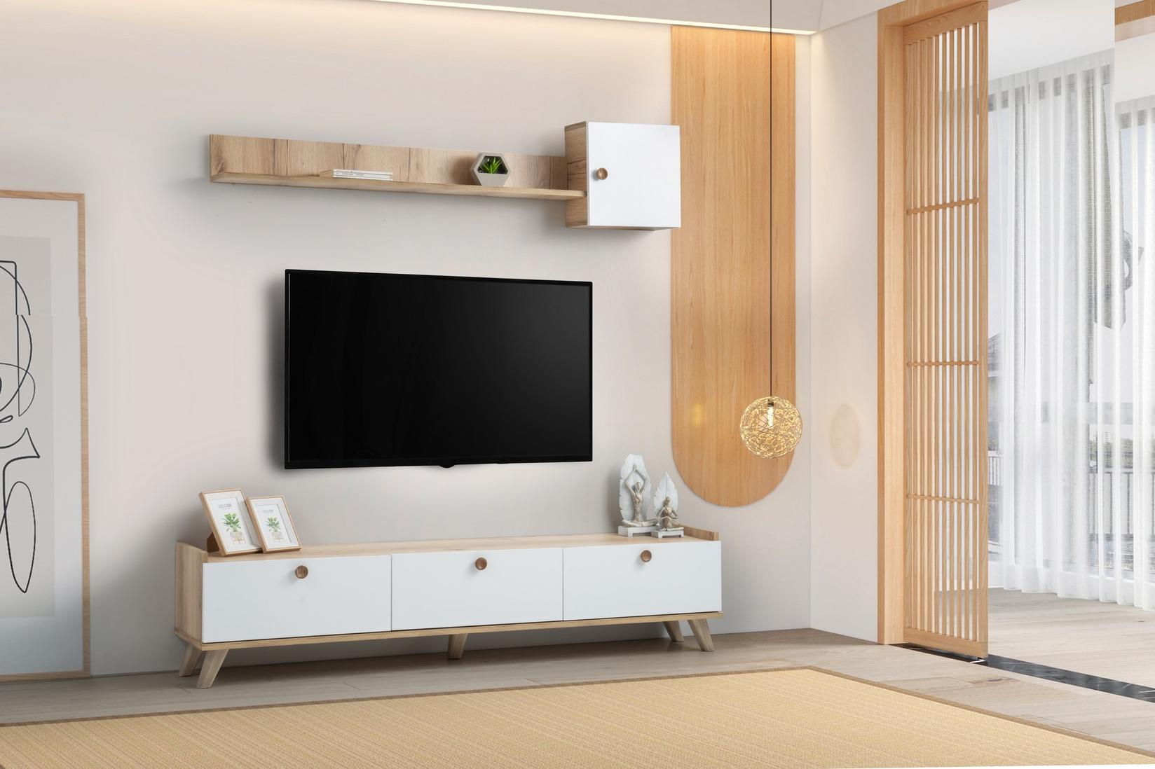 Комода за домашен телевизор Hanah Sumer E4020 даб-бела