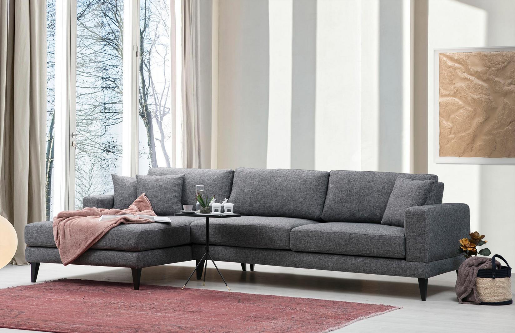 Аголна гарнитура Atelier del Sofa Nordic 90x85x303cm темно сива