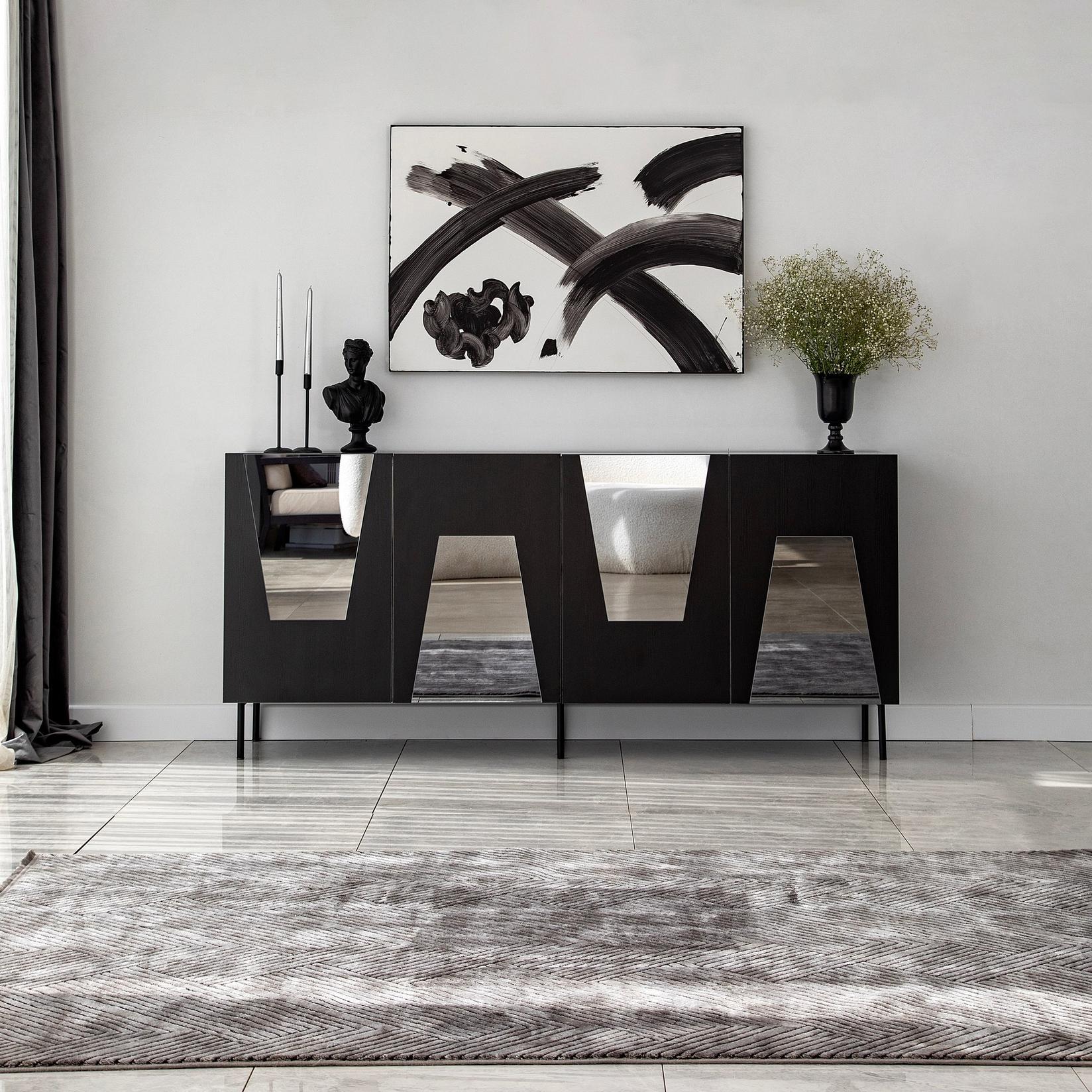 Комода Hanah Home Venice 180x80x40 см црно-сива