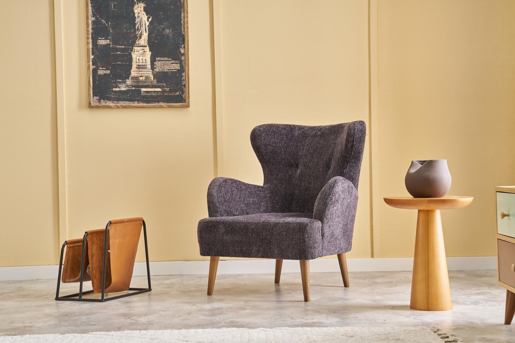 Фотелја Atelier del Sofa Karina Prestij 73x87x80cm Антрацит