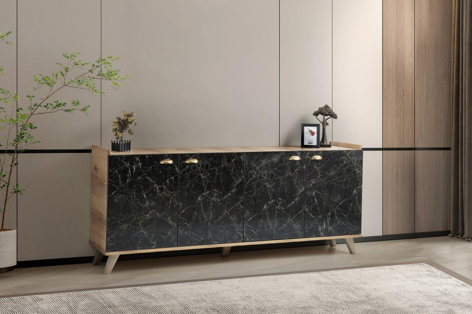 Комода Hanah Home Sumer H3030 180x77.8x41 см кафеава-мермерна