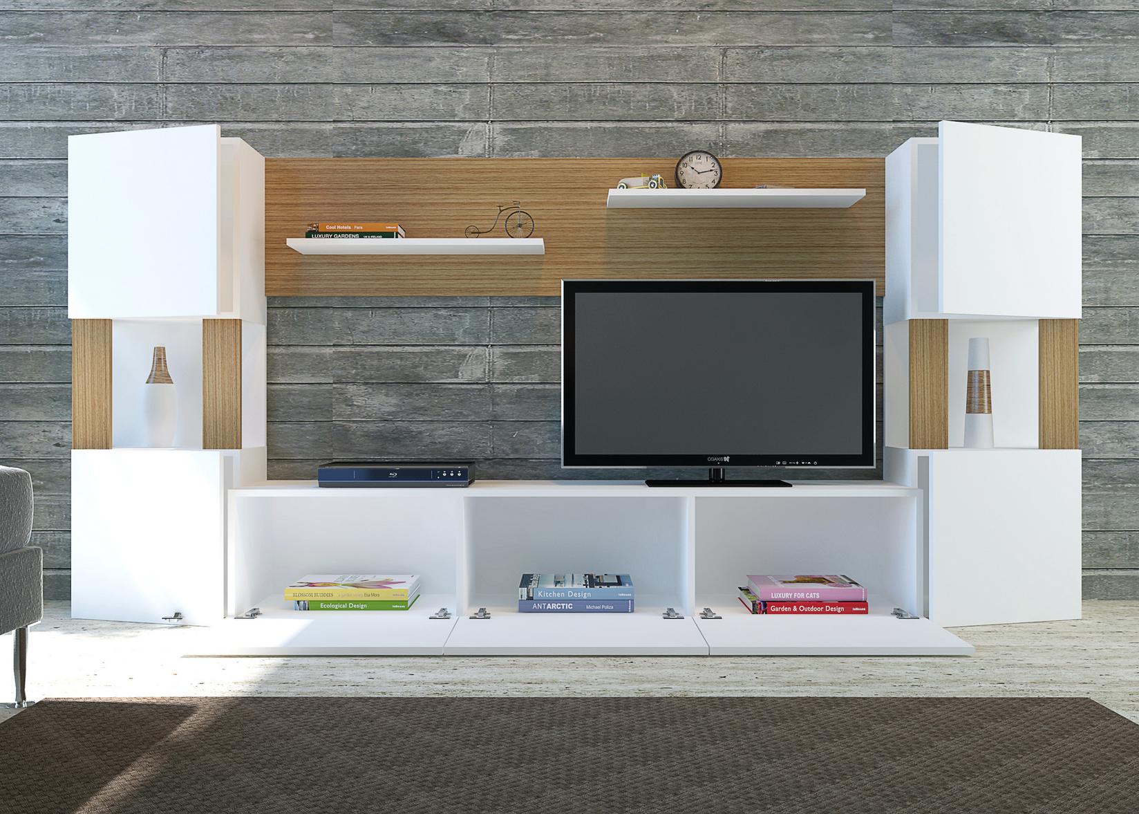 Комода за домашен телевизор Hanah Lora даб-бела