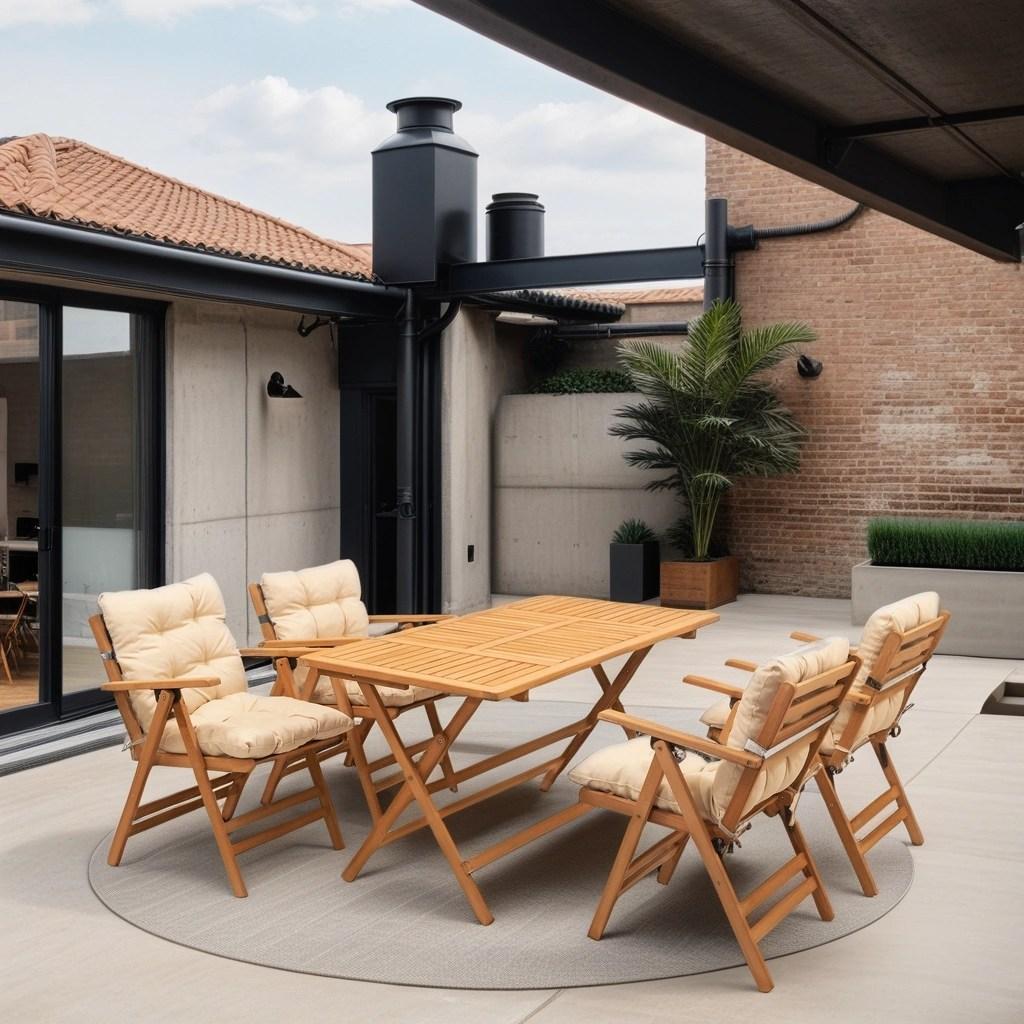 Hanah Home Garden сет маса и 4 столчиња беж