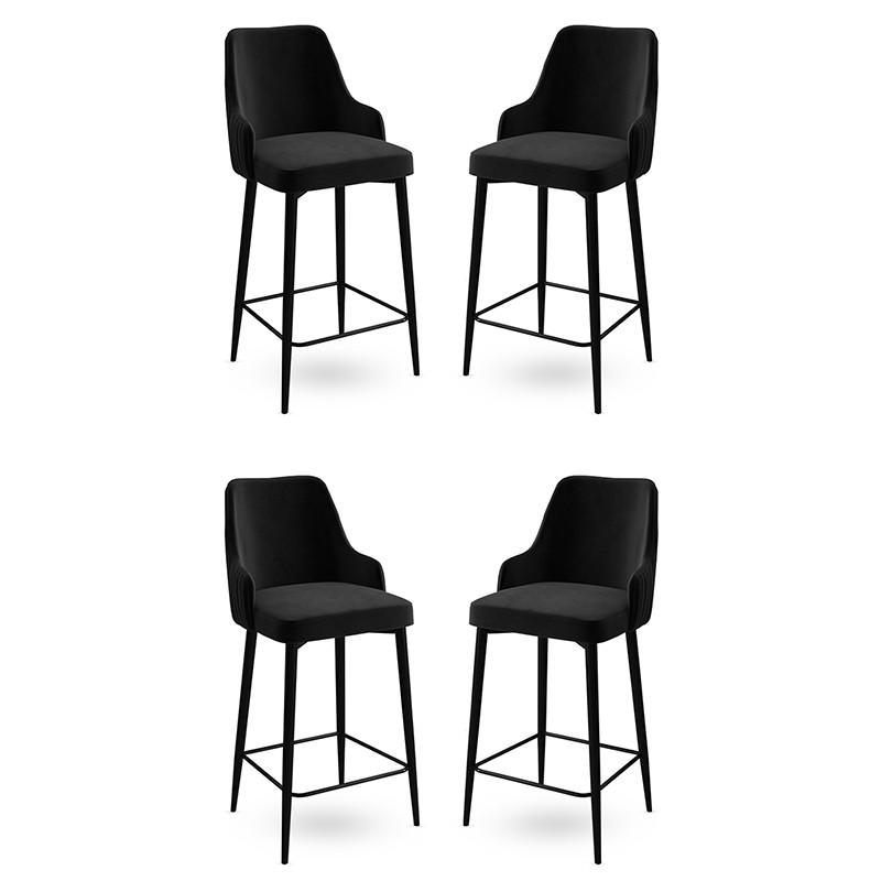 Hanah Home Комплет од 4 барски столчиња Enox Black