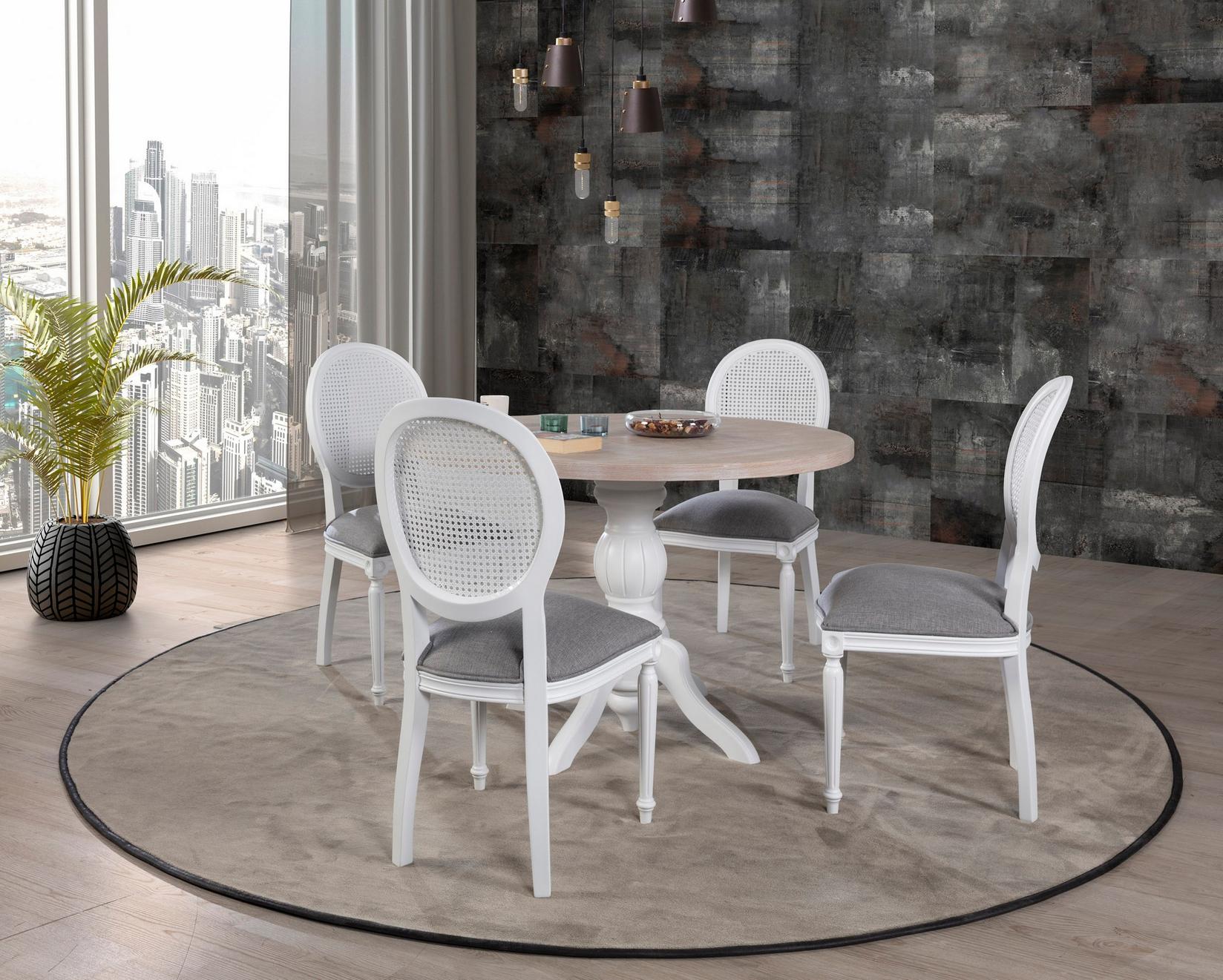 Hanah Home Комплет трпезариска маса и 4 трпезариски столчиња Albero134 беж