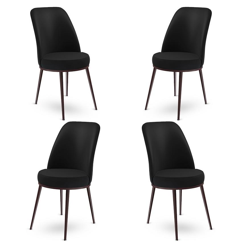 Комплет од 4 трпезариски столчиња Hanah Home Dexa црно-кафеави