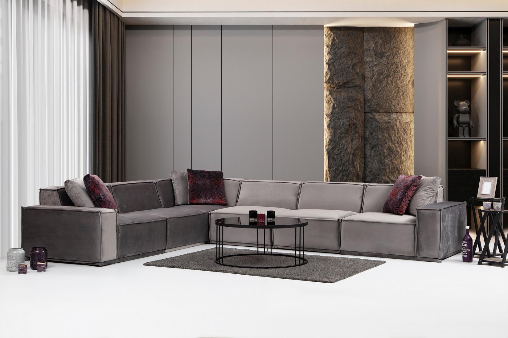 Аголен сет софа Atelier del Lego 100x76x300cm сива