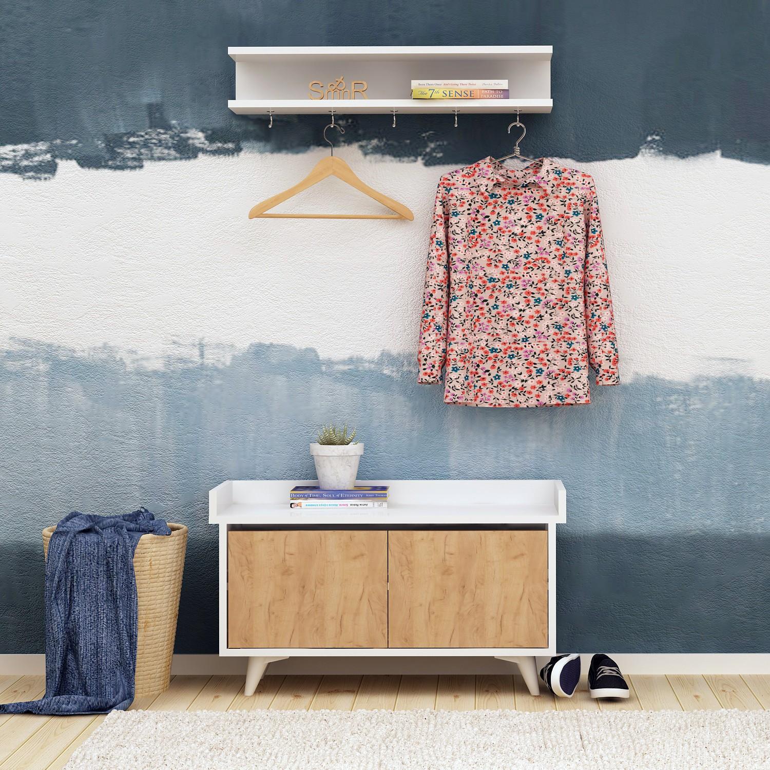 Шкафче за чевли Hanah Home 90x60​x35 см дабово-бела