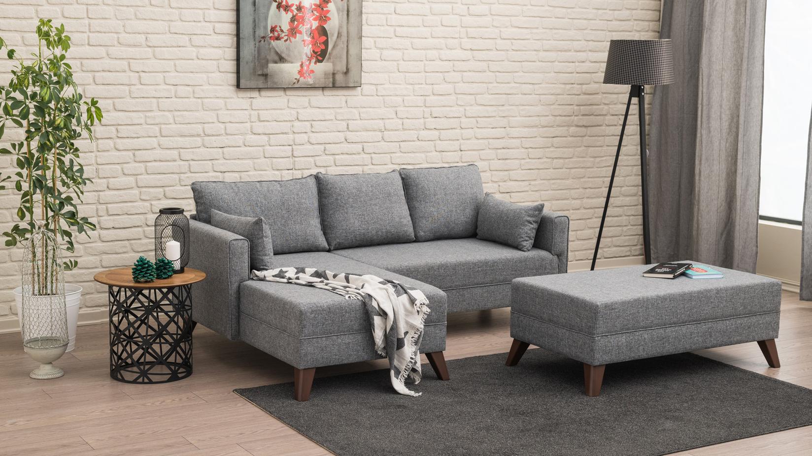 Atelier del Sofa Аголна гарнитура Bella 205x85x140cm сива
