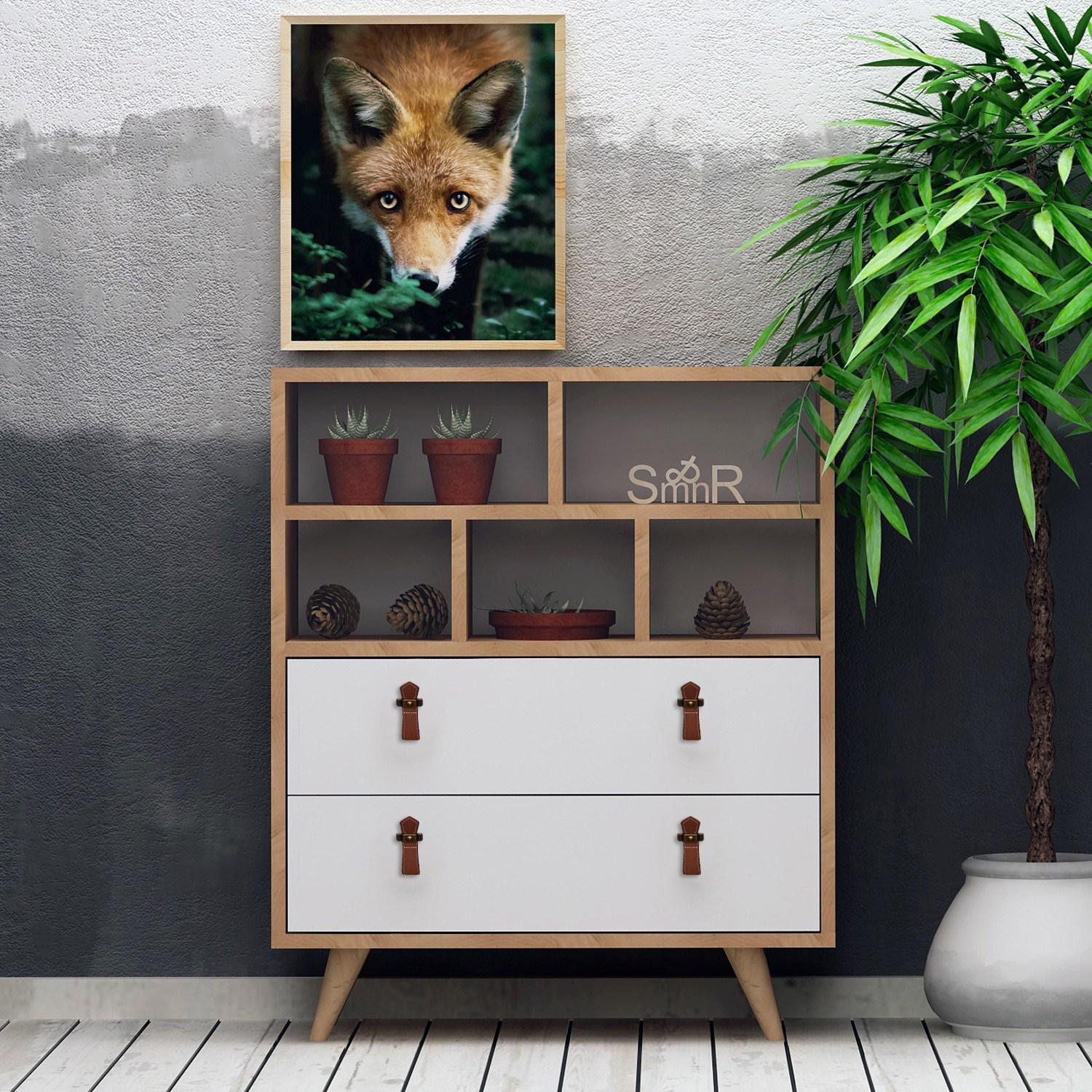 Комода Hanah Home Beggu 70x85,6x40см даб-бела