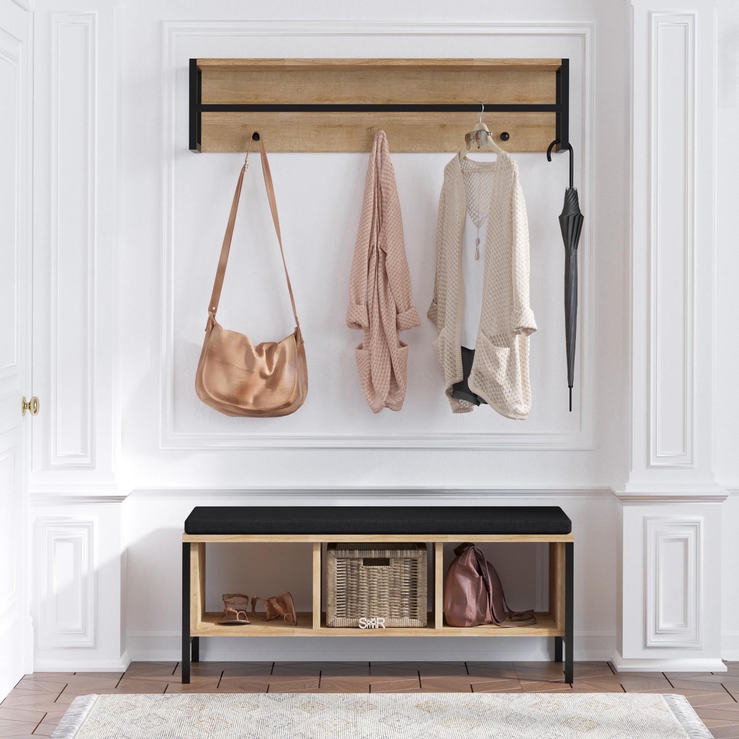 Полица за чевли Hanah Home 100x43x35cm дабово-црна