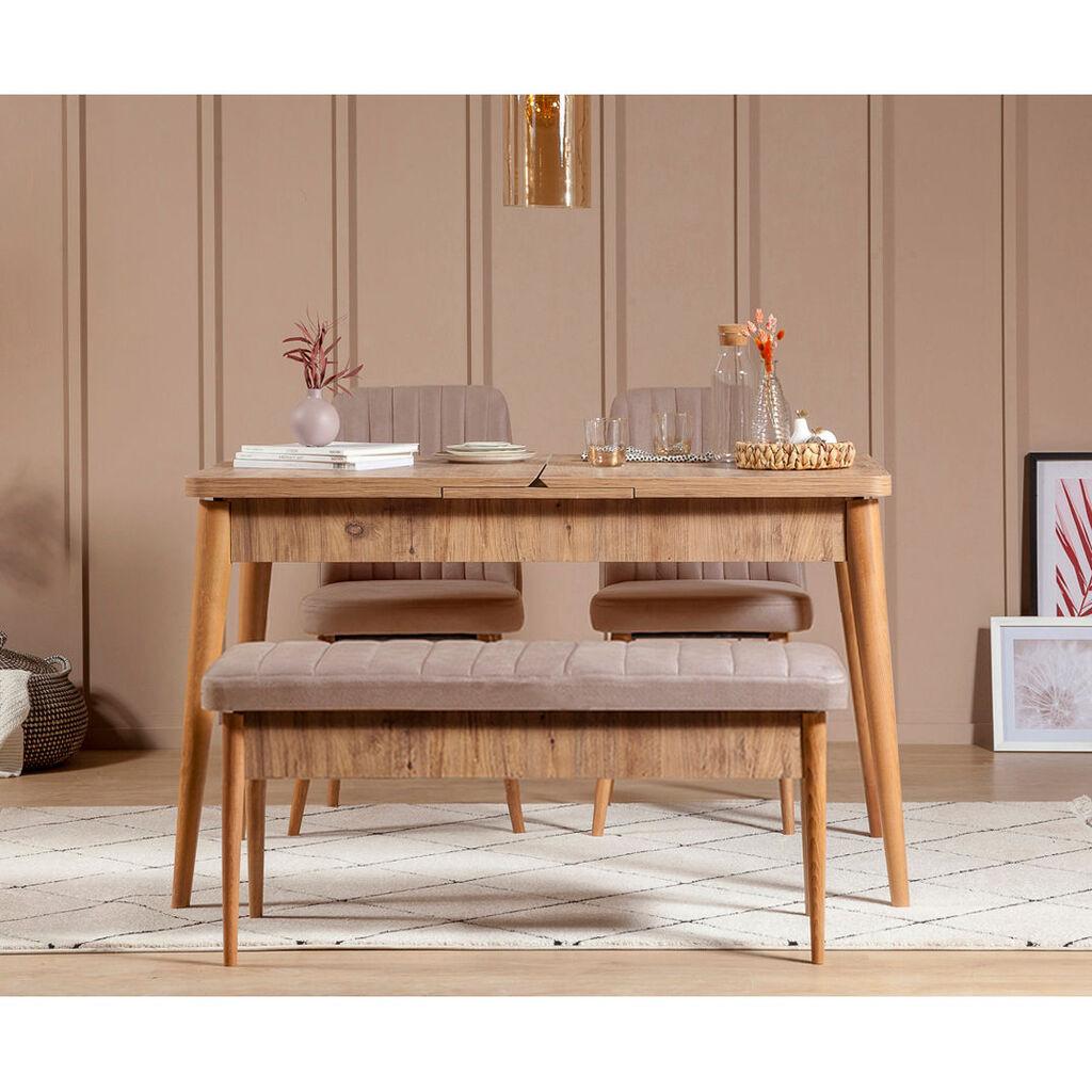 Трпезариска маса и столчиња Hanah Home Vina 0900, 130x77x80 см, даб