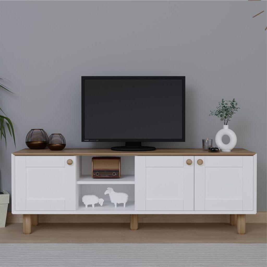 Комода за телевизор Hanah Home Bohemian 1600-83, 160x56x40 см, бела