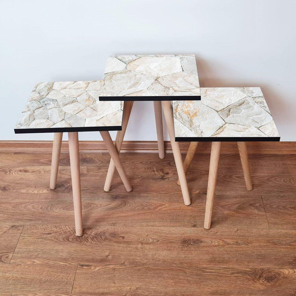 Комплет масички за кафе Hanah Home 3Shp390, 3 парчиња, крем боја