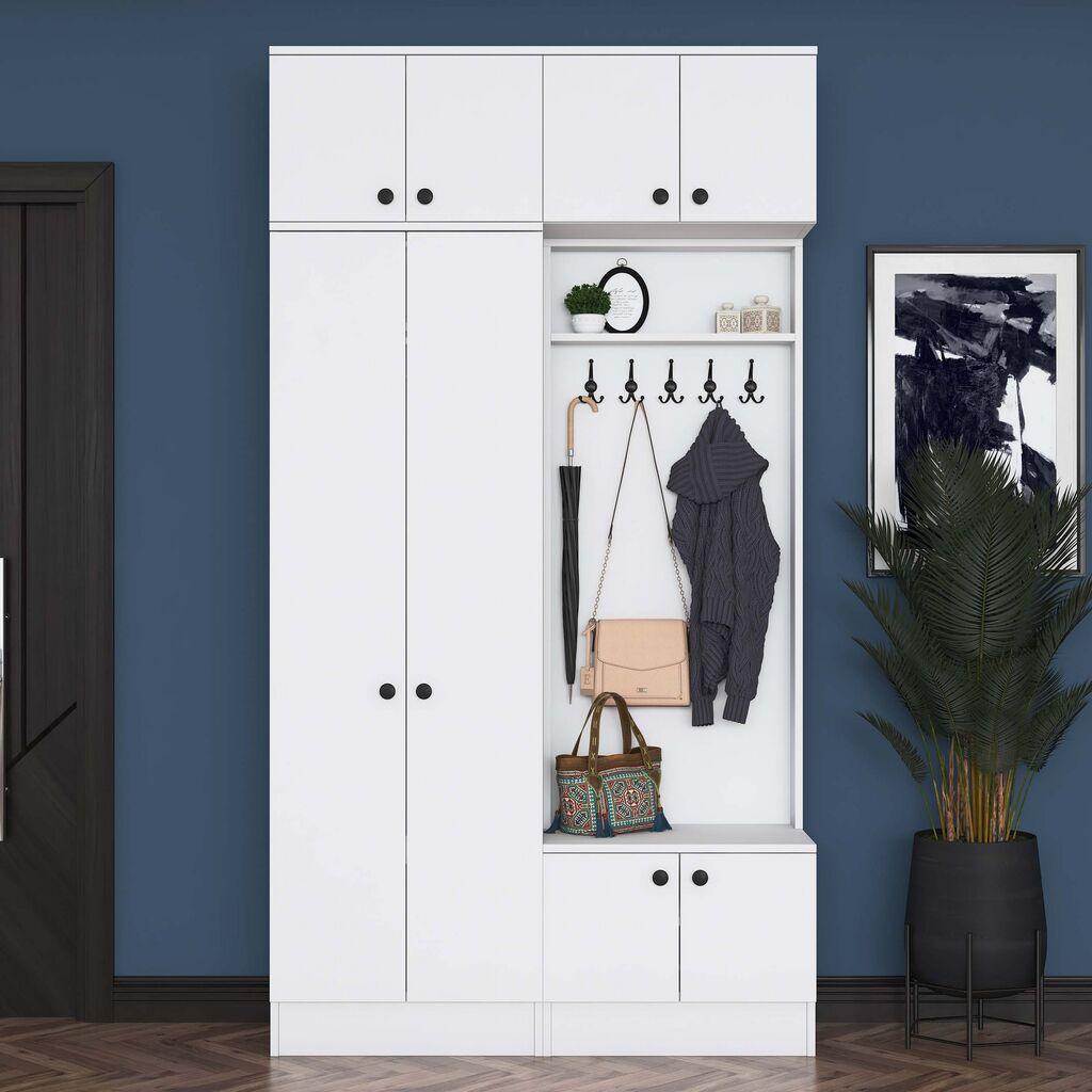 Гардеробер Hanah Home за ходник EA145 - 3841, 119,6x226,4x37,5 см, бел